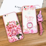 韩国iPhone6plus挂绳手机壳带 苹果6S保护套指环支架ip6小清新女