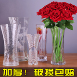 绿跃 透明水晶玻璃花瓶花器富贵竹百合水培器餐桌摆件简约小花瓶