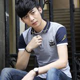 夏季男士短袖POLO衫韩版纯棉带领保罗衫青少年学生有领T恤体恤潮t