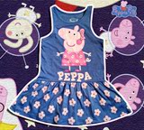 peppa pig佩佩猪2016夏季新款女童装短袖T恤背心连衣短裙子套装