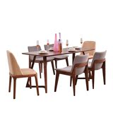 北欧创意原木胡桃木色餐桌1.2M 橡木日式餐桌椅组合实木餐桌宜家