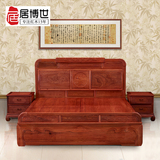 居博世 缅甸花梨木床国标大果紫檀红木双人床 新中式实木卧室家具