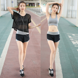 韩国代购春夏季瑜伽服套装女健身房跑步运动显瘦短裤三件套健身服