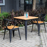 铁艺啤酒户外桌椅组合五件套星巴克咖啡厅露台防腐塑木室外桌椅子