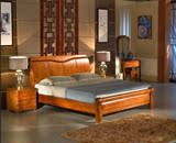 新中式实木床橡木床1.8胡桃色/海棠色大床现代简约婚床卧室家具