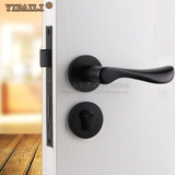 黑色门锁简约美式室内分体锁现代欧式黑色卧室门把手房门执手锁具
