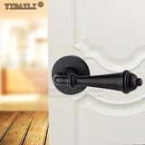 黑色门锁简约美式室内房门把手欧式卫生间浴室保险锁卧室通道锁具