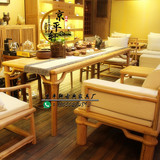 老榆木茶桌椅组合茶楼会所客厅新中式简约免漆餐桌椅成套家具直销