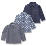 外贸原单2-5岁男童小孩子宝宝纯棉印花条纹休闲衬衫日系打底衬衣