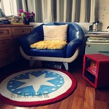 圆形儿童地毯卧室床边客厅卡通转椅书房电脑椅个性五星地毯英伦风