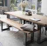 美式工业风铁艺复古办公桌工作台 实木餐桌 会议长方桌电脑桌书桌