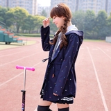 少女春秋装中学生韩版初中高中生秋季长袖休闲中长款风衣外套上衣