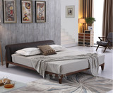 北欧橡木布艺靠背双人床1.5米1.8米简约现代真皮软靠背全实木婚床
