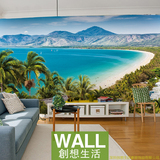 客厅3D立体壁画背景墙纸大海沙滩风景卧室餐厅电视墙个性壁纸定做
