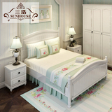 LY美式田园双人床1.8米1.5米单人床1.2米公主床儿童床实木床白色