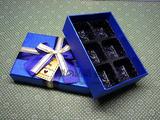 喜糖盒DIY巧克力盒子批发中号6格纸包装盒礼物礼品方盒塑料衬蓝色