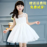 童装女童秋季连衣裙4-5-7-8-9-10岁夏装蕾丝公主裙子儿童白色纱裙