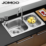 JOMOO九牧厨房02081洗菜盆水池304加厚不锈钢水槽双槽套餐06096