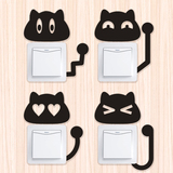 3D亚克力墙贴立体开关贴个性猫咪保护套创意小熊插座贴卡通面板贴