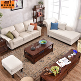 老虎椅单人实木雕花小户型美式客厅简约布艺沙发欧式复古组合家具