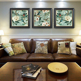 美式乡村装饰画客厅沙发背景墙餐厅壁画玄关卧室有框挂画植物花鸟