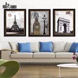 美式欧式建筑装饰画埃菲尔铁塔现代简约客厅挂画沙发背景墙画有框