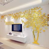 镜面情侣树创意3D水晶亚克力立体墙贴客厅电视背景墙贴画墙面装饰