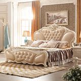 宜轩家居欧式床 1.8米双人床 法式皮床软床婚床公主床卧室家具