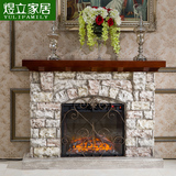 1.5米欧式石头壁炉 美式乡村壁炉架 装饰取暖铁艺壁炉柜文化石