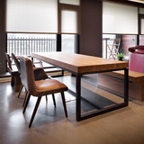 简约现代餐桌椅组合纯实木咖啡厅桌椅铁艺长方形客厅饭桌西餐桌子