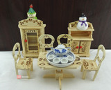 迷你厨房做饭餐桌 日本食玩 娃娃屋木制仿真迷你别墅组合家具模型