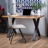 电脑桌简约现代台式桌子铁艺实木长方形西餐桌家用书桌双人工作台