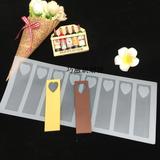 生日蛋糕巧克力围边装饰插牌长条9cm镂空心形慕斯插件片硅胶模具