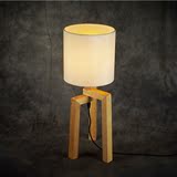 Loft美式乡村樟木复古欧式卧室工业木头创意飞碟脚台灯 可调光