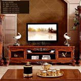 欧式电视柜简约现代高档实木雕花橡木美式客厅地柜1.6/2.2M/2.4米