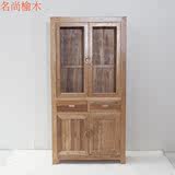 新韩式老榆木展示书柜免漆原实木置物书架仿古简约博古架禅意家具