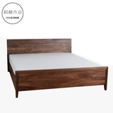 北欧宜家床 现代简约1.8实木床2.0米卧室双人床橡木黑胡桃木家具