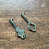 老铜钥匙两枚古玩杂项收藏 Q010