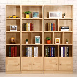 实木书柜简易自由组合成人书橱书架置物架儿童带门松木柜子组装