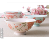 艺术餐具日本进口漫舞樱花釉下彩米饭碗 日式陶瓷餐具家用瓷碗