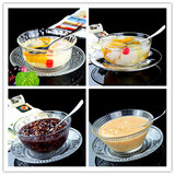 特价玻璃碗透明钻石沙拉创意雪糕碗甜品碗碟套装水果盘小吃碟