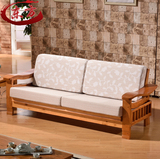 中式橡木沙发床 两用全实木三人位沙发客厅组合简约可折叠当床座