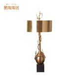 出口欧美美式全铜台灯全铜灯罩客厅卧室床头现代简约精致全铜台灯