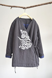 【梦旅】原创设计棉麻刺绣斜襟中式加厚短棉衣  宽松棉服女装包邮