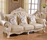 欧式进口真皮沙发 高端客厅组合 美式头层牛皮全实木家具带贵妃椅