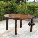 碳化木桌椅组合实木圆桌户外庭院酒店餐桌大排档家用包间大圆桌