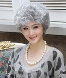 中老年假发女短发花白假发表演老奶奶妈妈假发舞台用表演银白假发