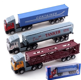 萌逗仿真合金工程车货柜运输车模汽车模型儿童玩具金属车大货车