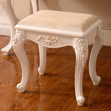 象牙白烤漆欧式梳妆凳 简约田园化妆台凳子 现代时尚雕花换鞋凳