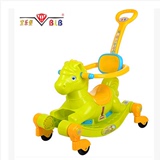 滑行摇摇木马车两用宝宝婴幼儿童摇马塑料音乐护栏推杆摇椅玩具车